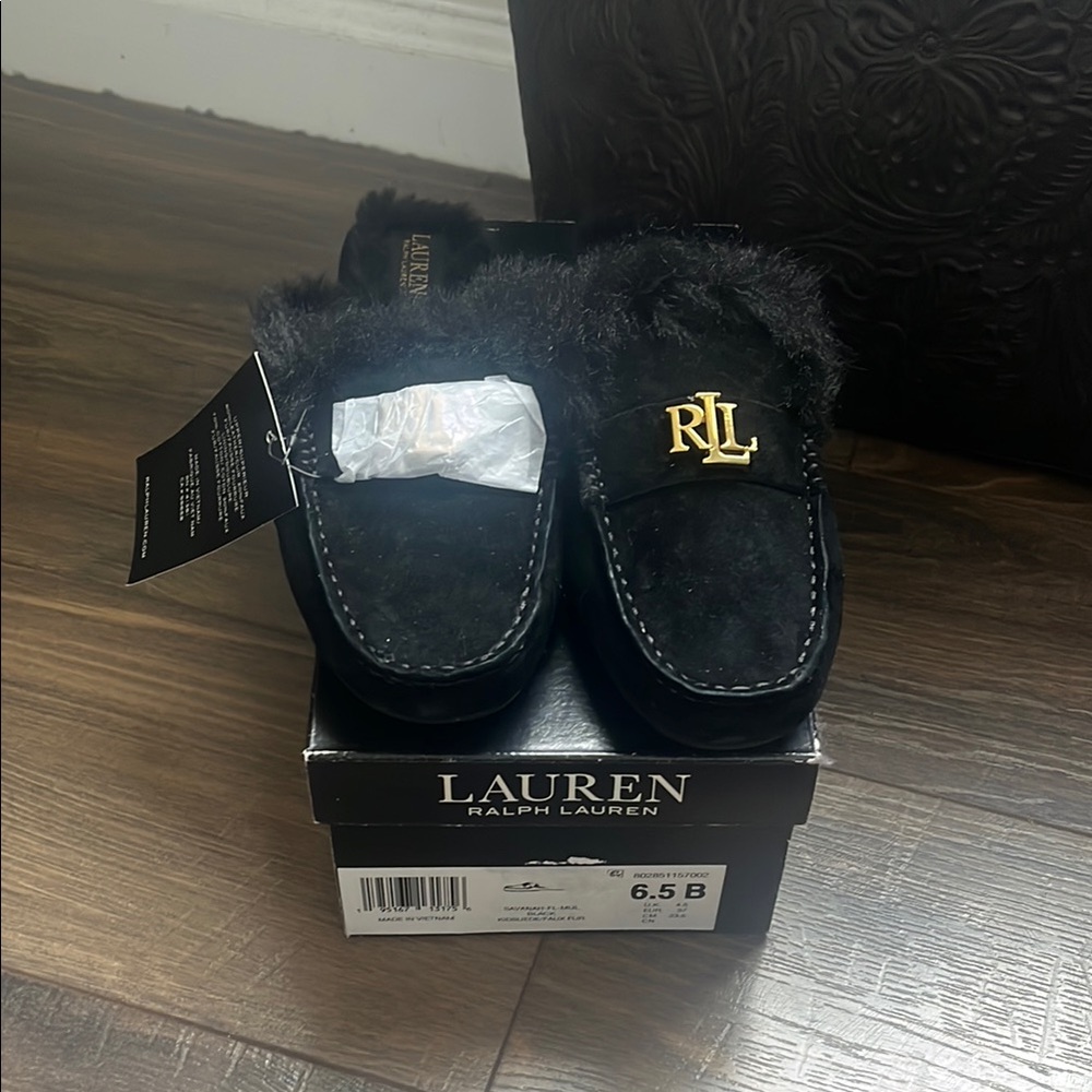 Lauren Ralph Lauren Black Fur Loafers